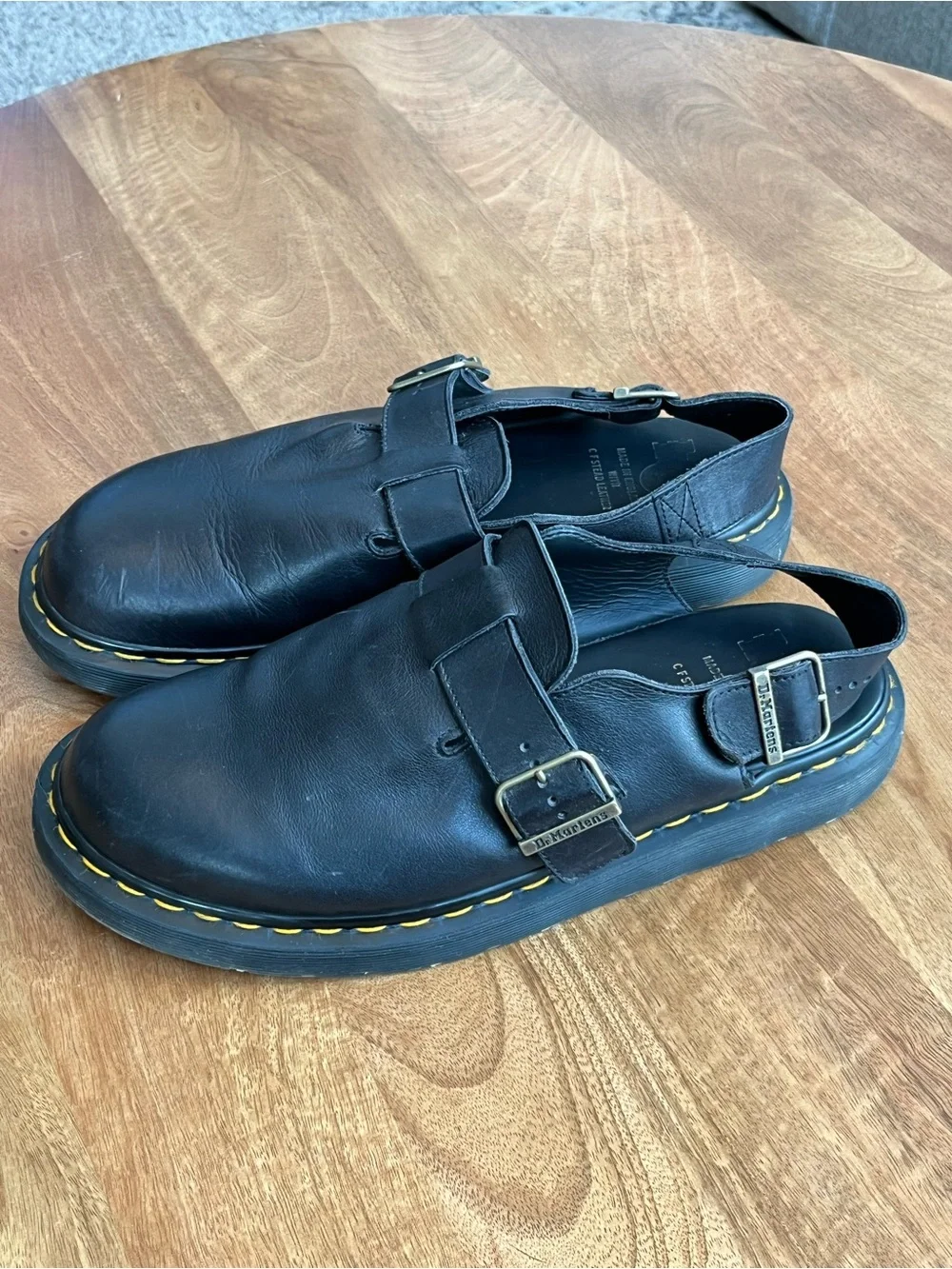 Vintage Dr. Martens Mens 11 Black Leather Slingback Clog Style Shoes